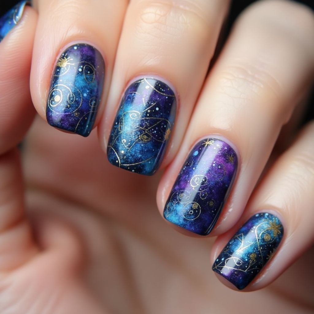 Magnetic Polish Freehand Art Nail Design