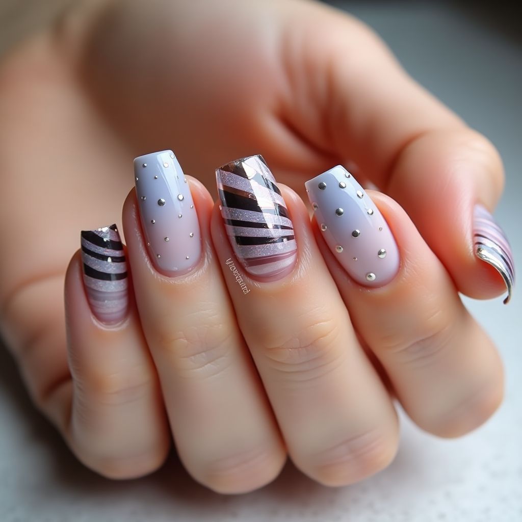 3d Nail Decor Stripes And Lines Nail Design
