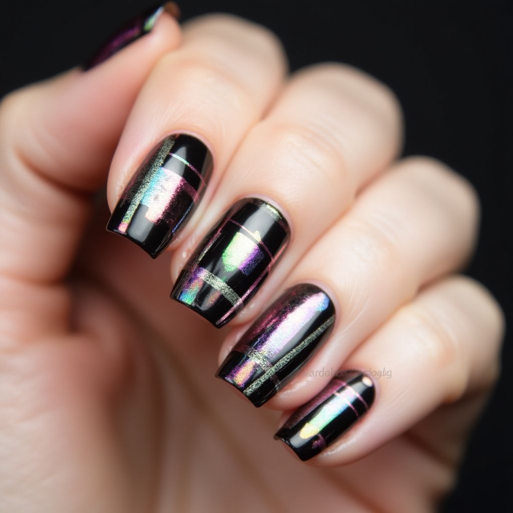 Nail Foil Stripes And Lines Nail Design