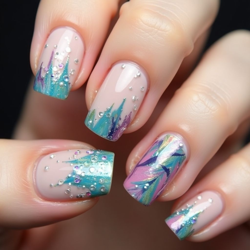 3d Nail Decor Water Marbling Nail Design