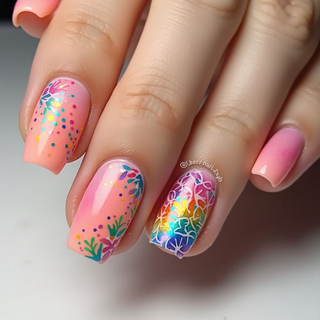 Acrylic colors Dotting Nail Design