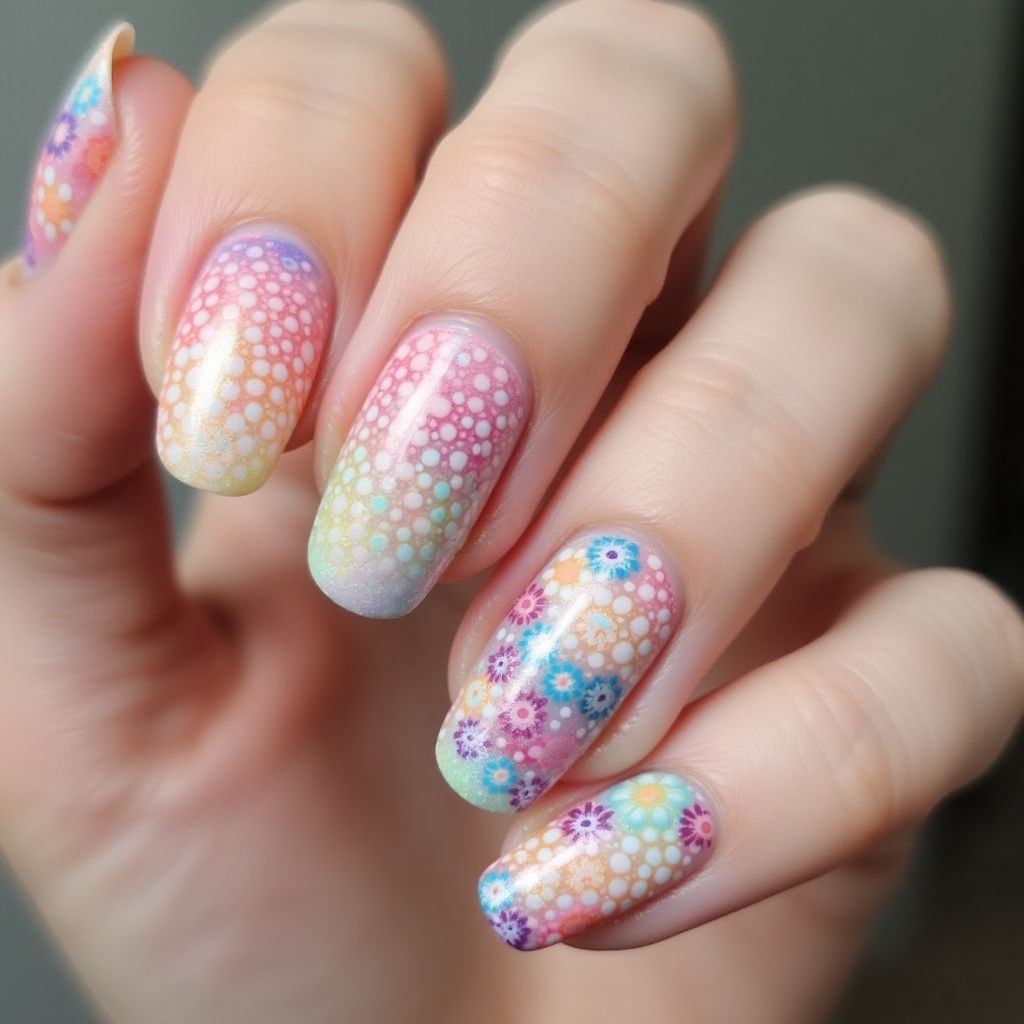 Poly Gel Dotting Nail Design