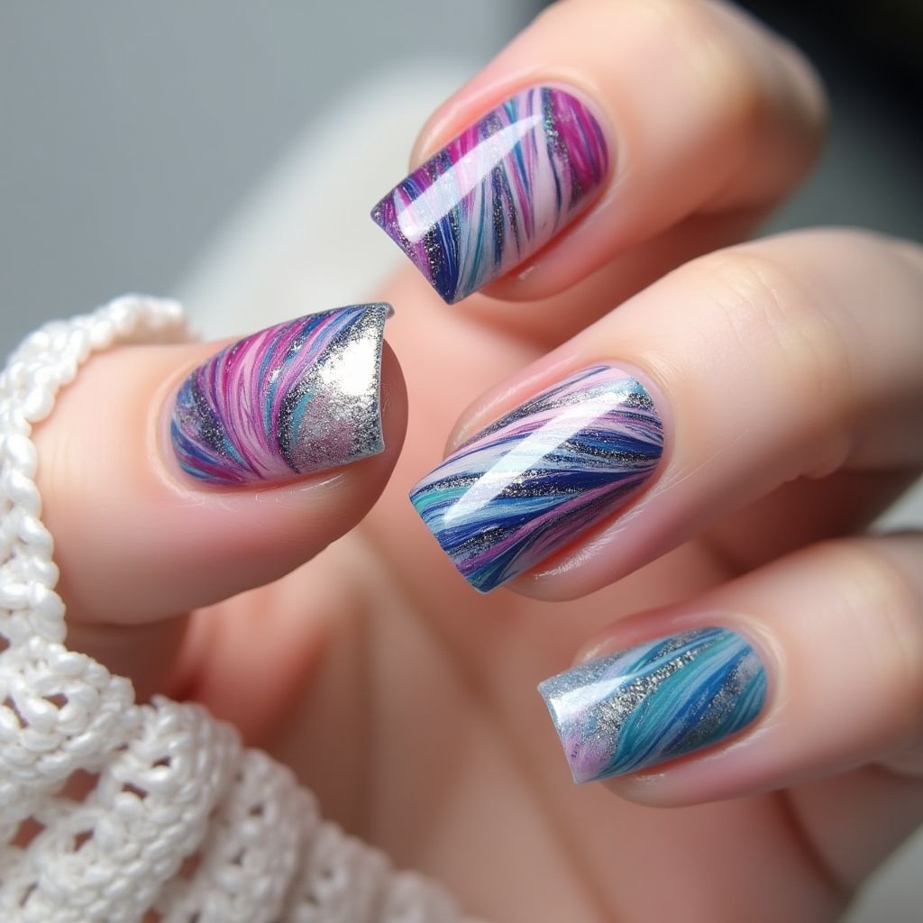 Nail Art Brushes Water Marbling Nail Design