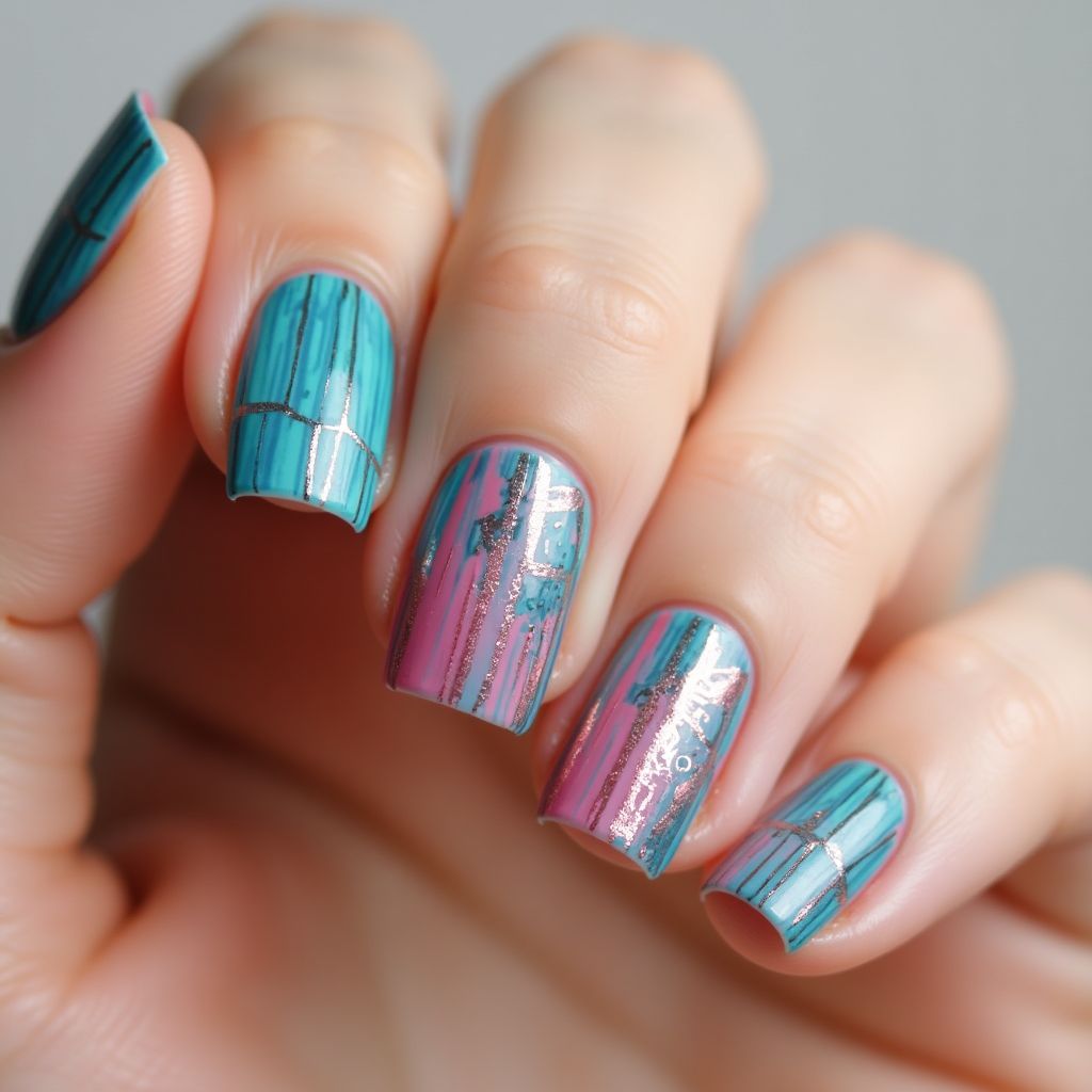 Acrylic colors Stripes and lines Nail Design