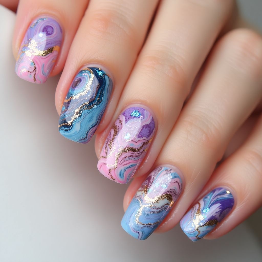 Nail Stickers Water Marbling Nail Design