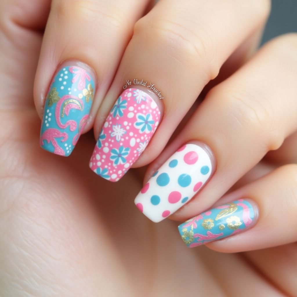 Gel Polish Dotting Nail Design