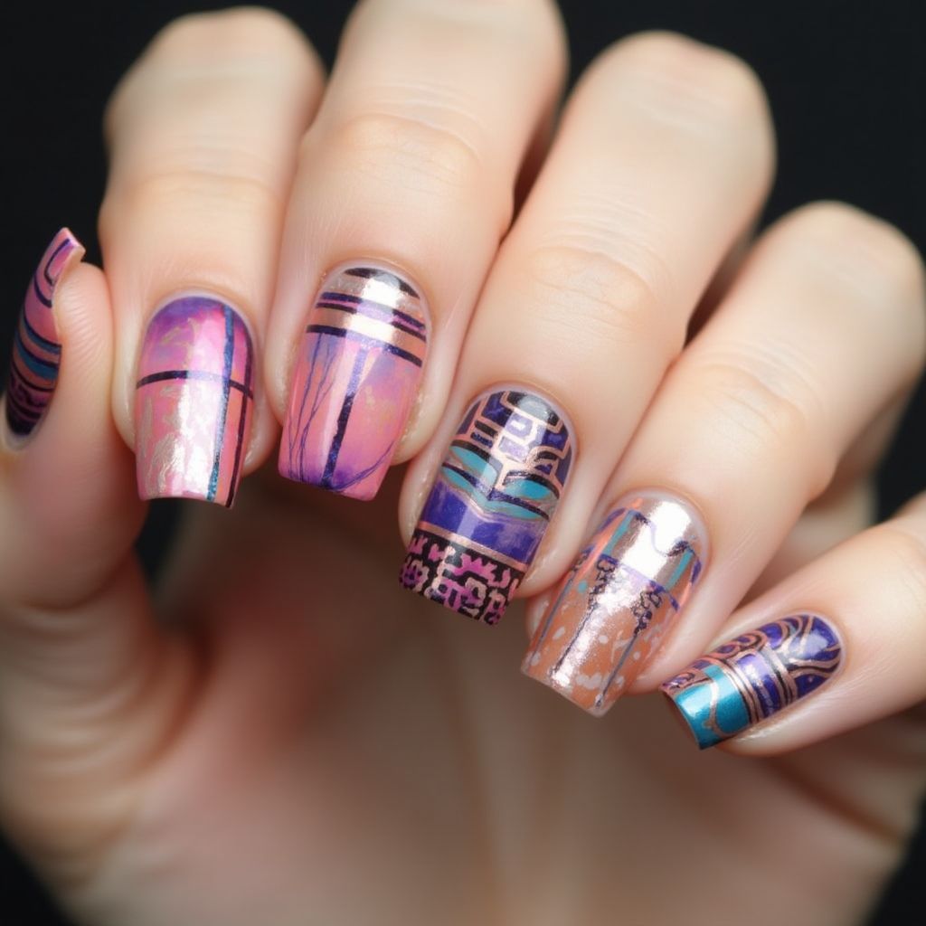 Builder Gel Stripes And Lines Nail Design