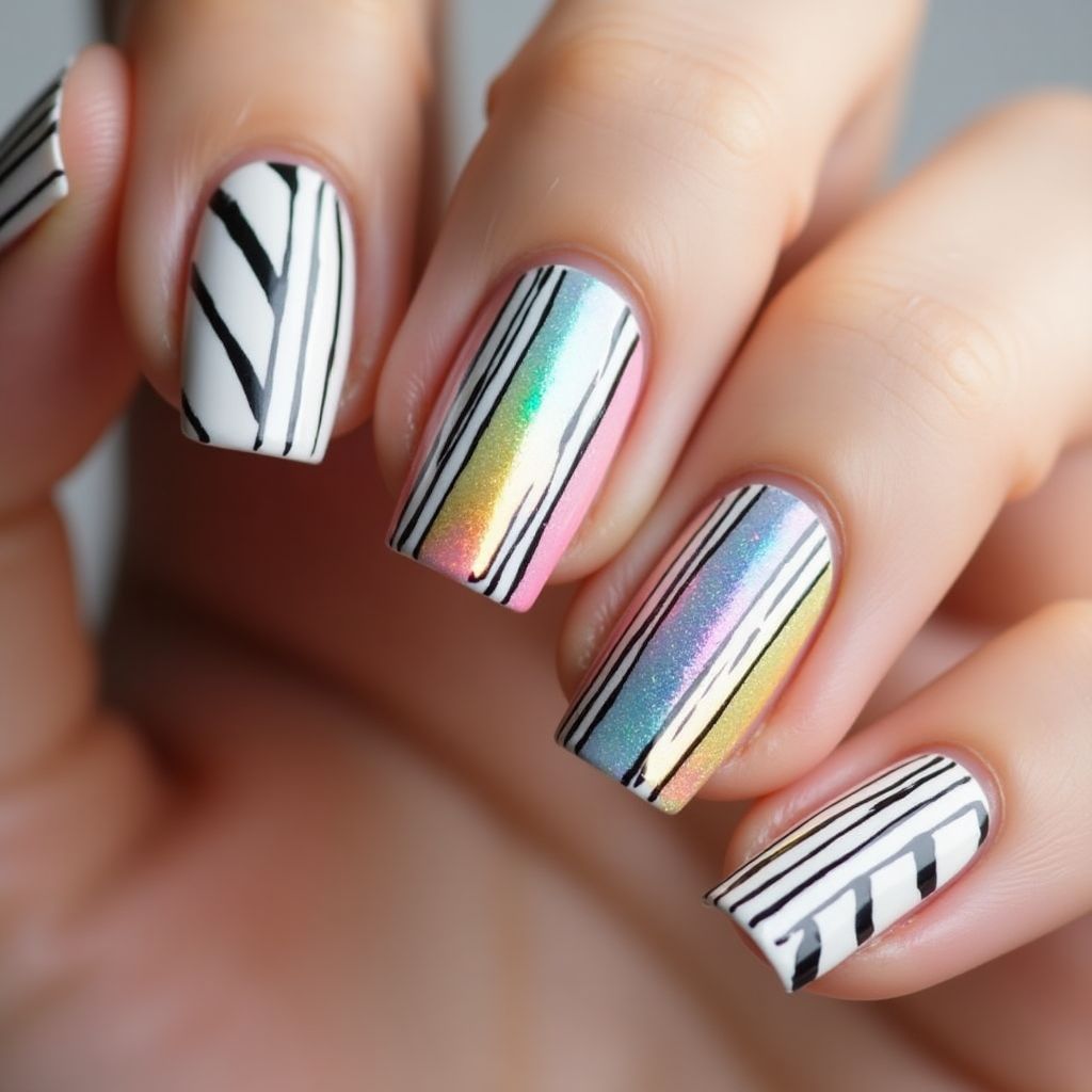 Poly Gel Stripes And Lines Nail Design