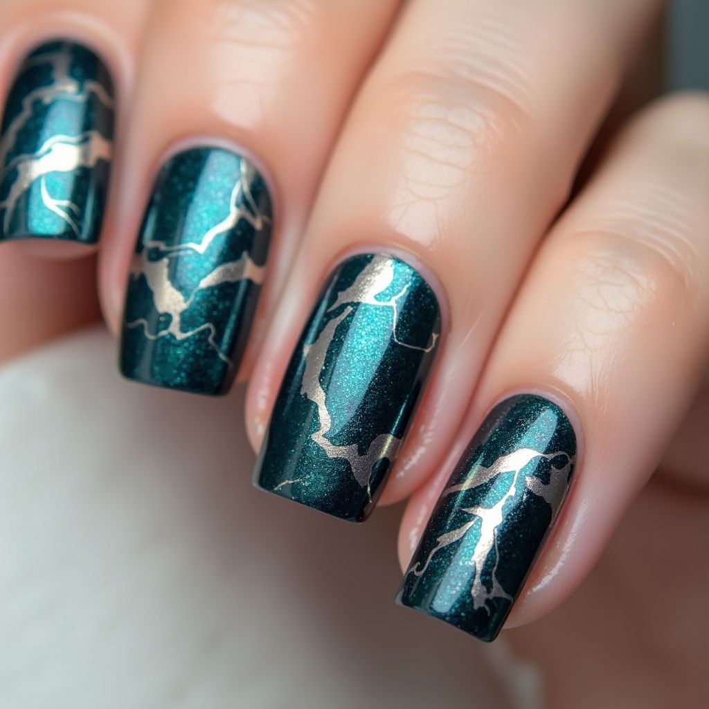 Magnetic Polish Water Marbling Nail Design