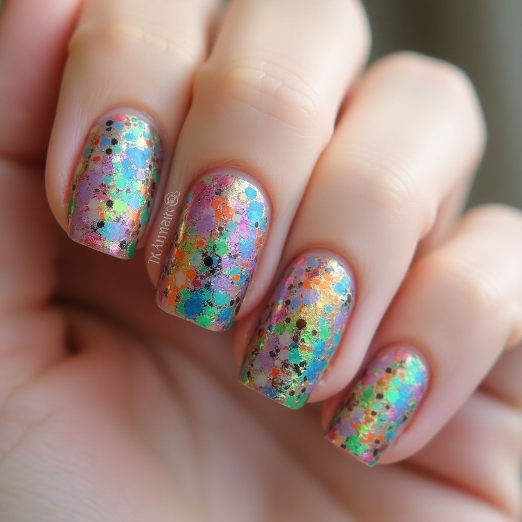 Nail Foil Dotting Nail Design