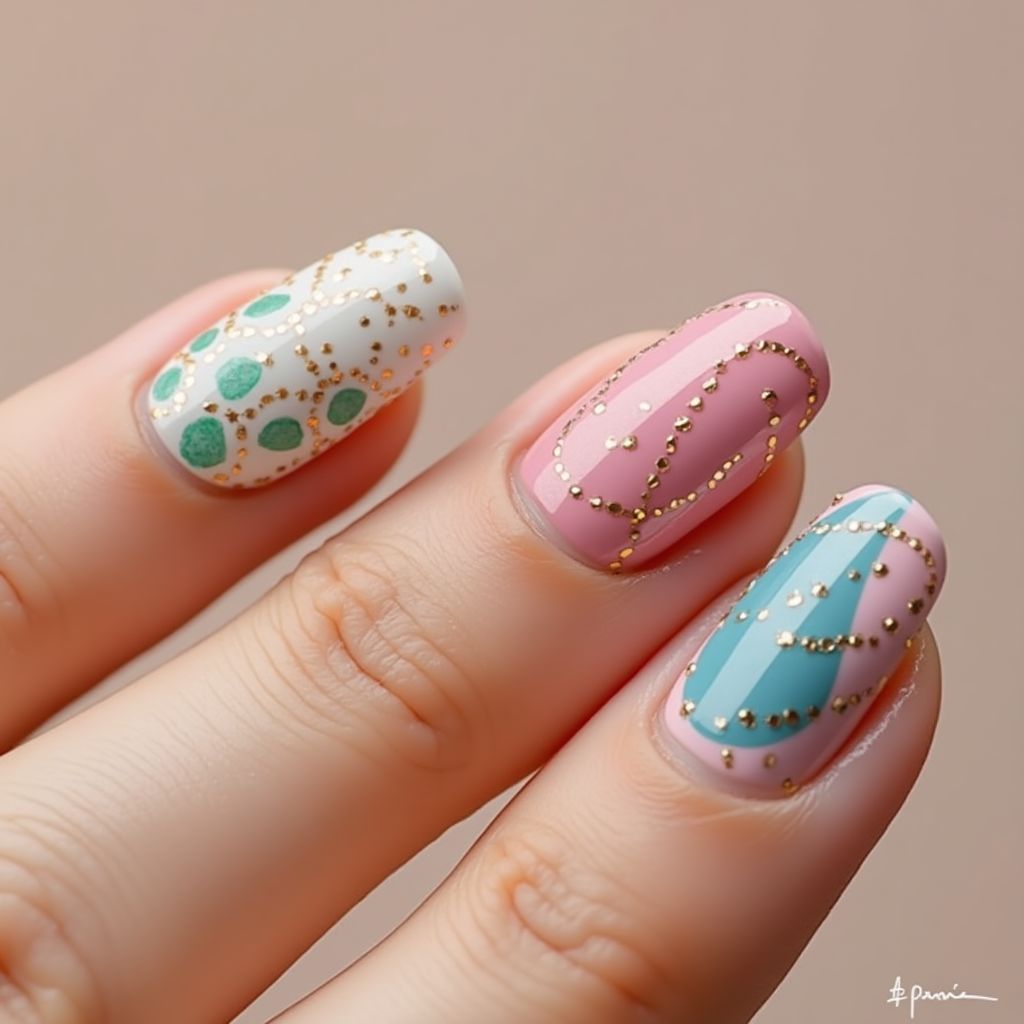 Toothpicks Dotting Nail Design