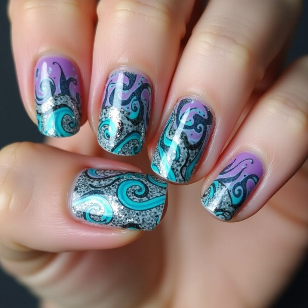 Color Changing Polish Water Marbling Nail Design