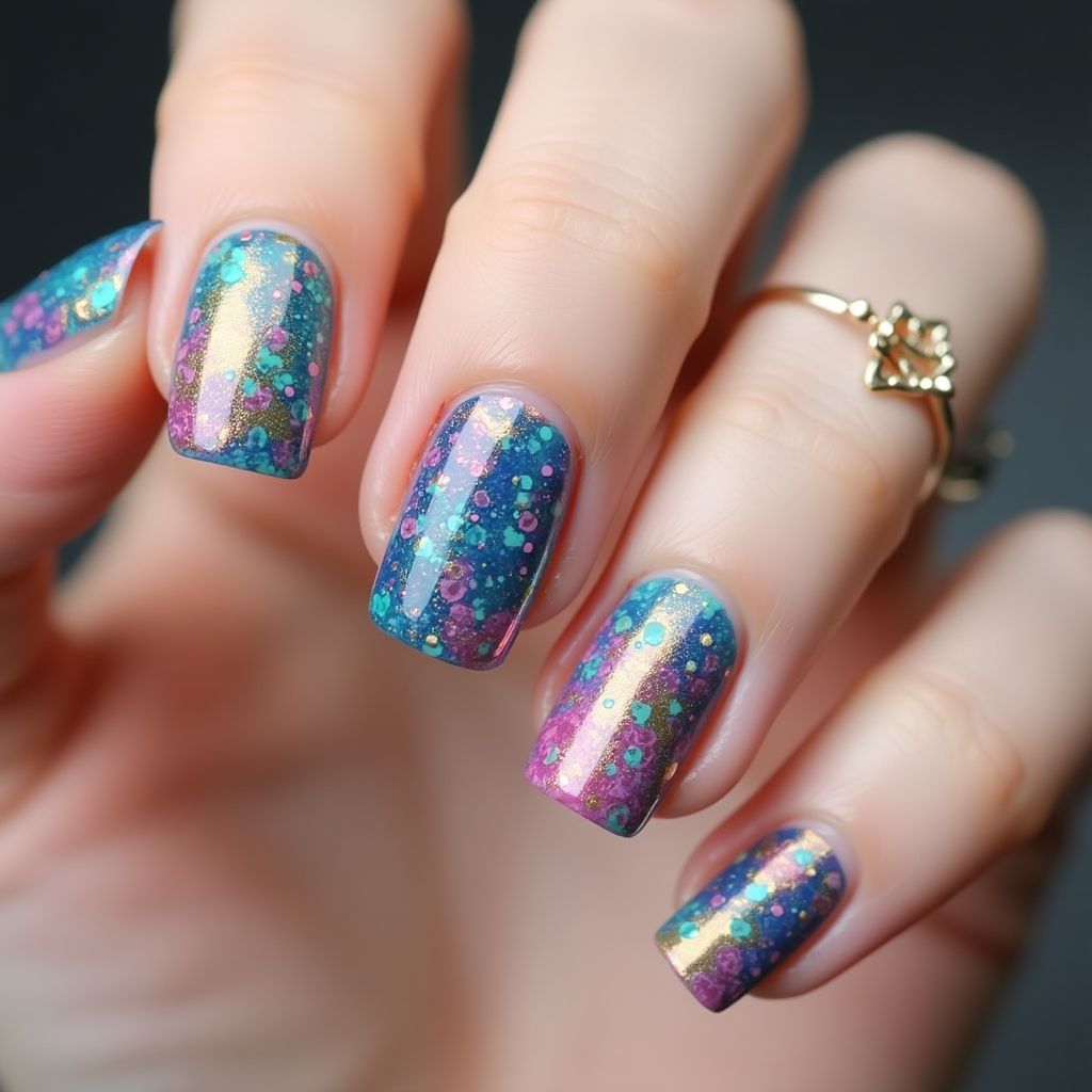 Nail Glue Water Marbling Nail Design