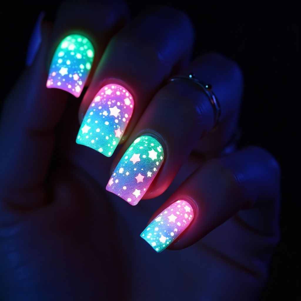 Glow-in-the-dark polish Dotting Nail Design