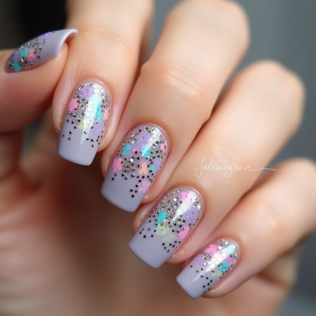 Rhinestones Dotting Nail Design