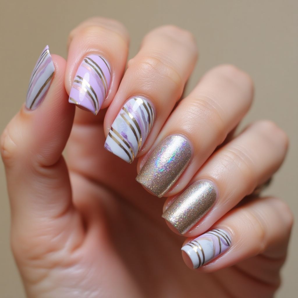Nail Foil Stripes And Lines Nail Design