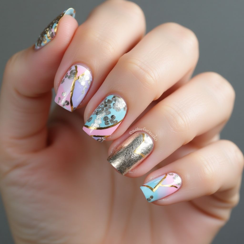 Nail Foil Dotting Nail Design