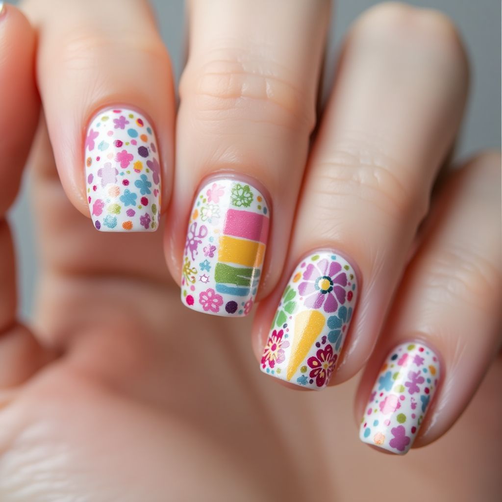 Acrylic Colors Dotting Nail Design