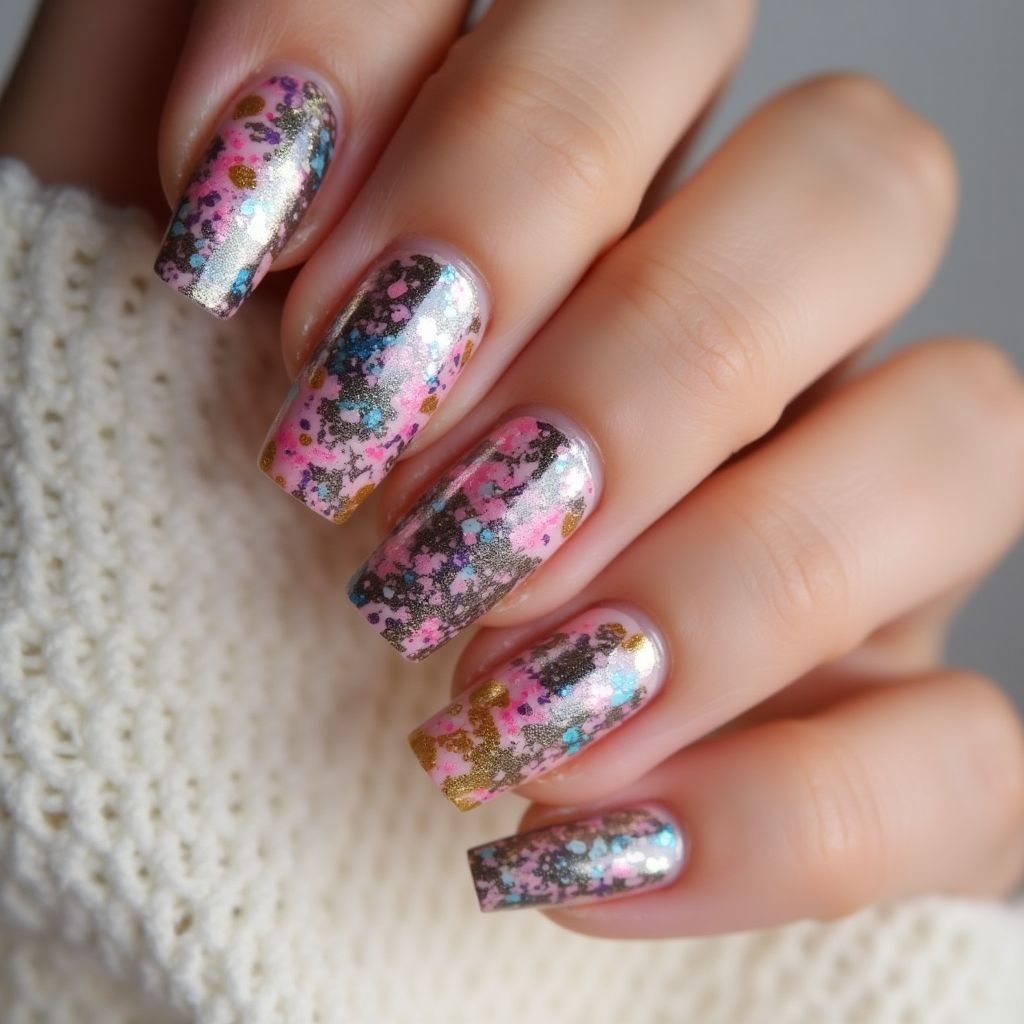 Color Changing Polish Freehand Art Nail Design