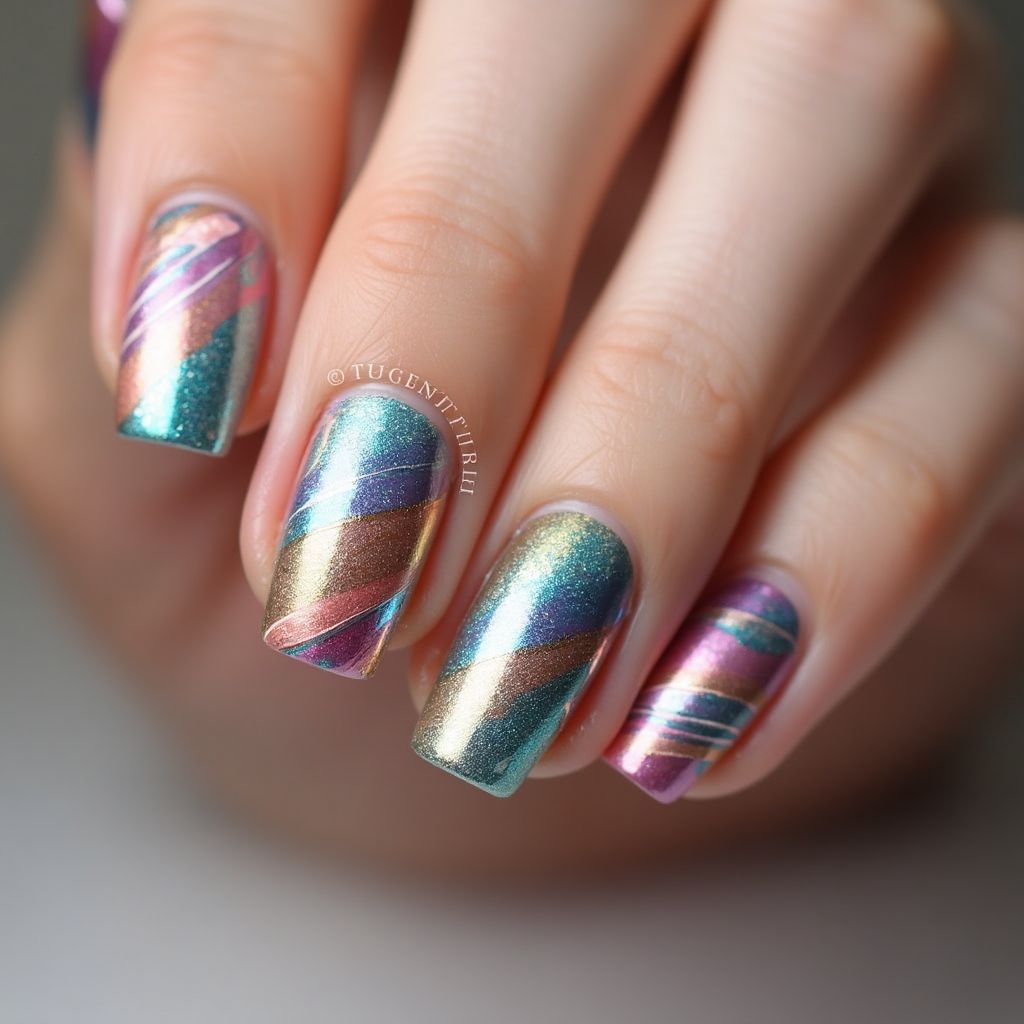 Color Changing Polish Stripes And Lines Nail Design