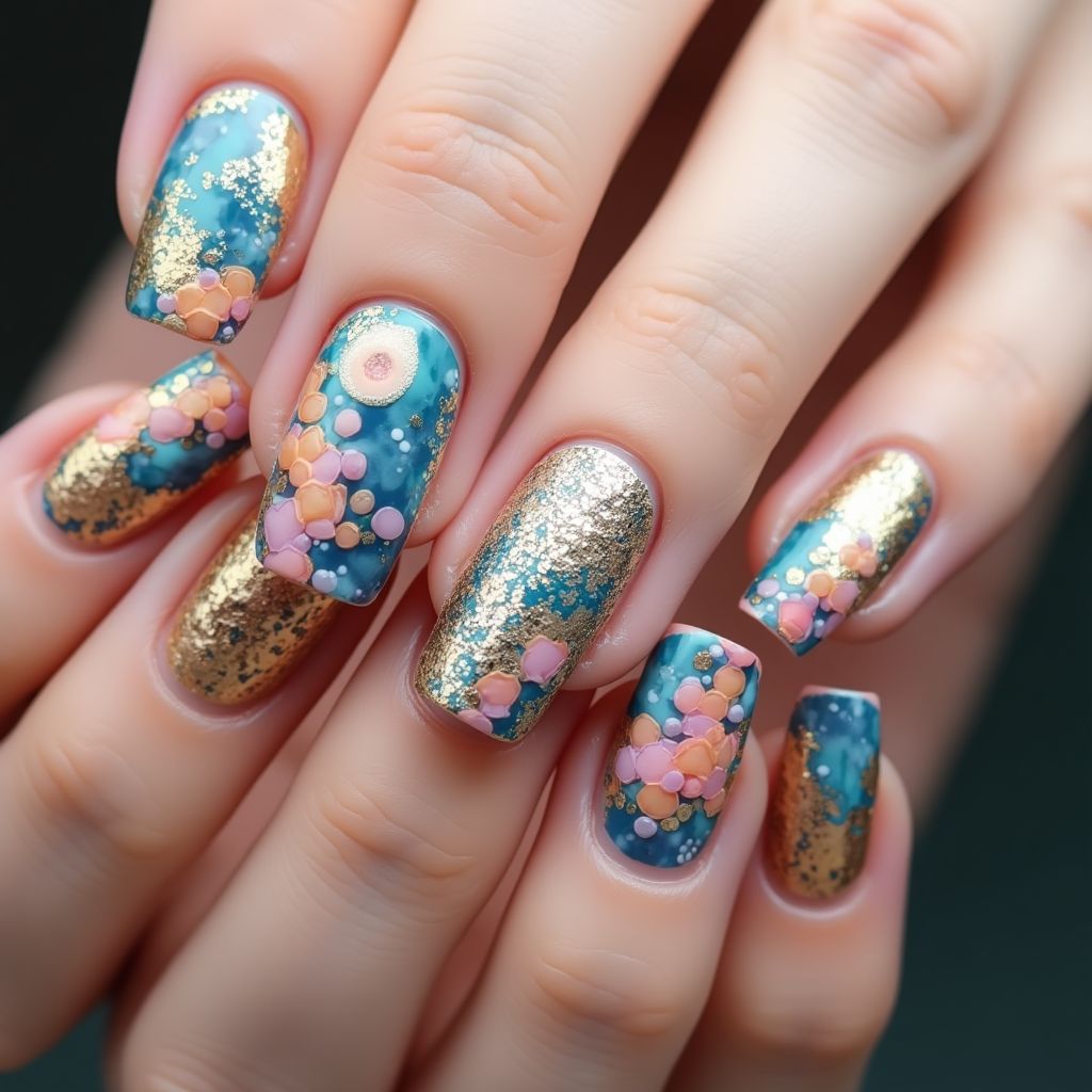 Nail vinyls Water marbling Nail Design