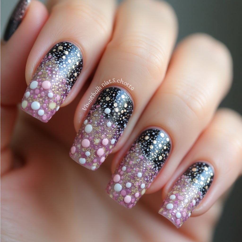 Caviar Beads Dotting Nail Design