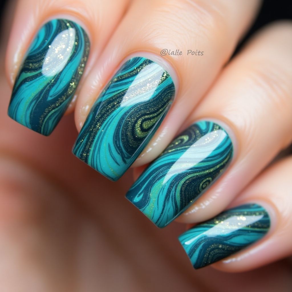 Color Changing Polish Water Marbling Nail Design