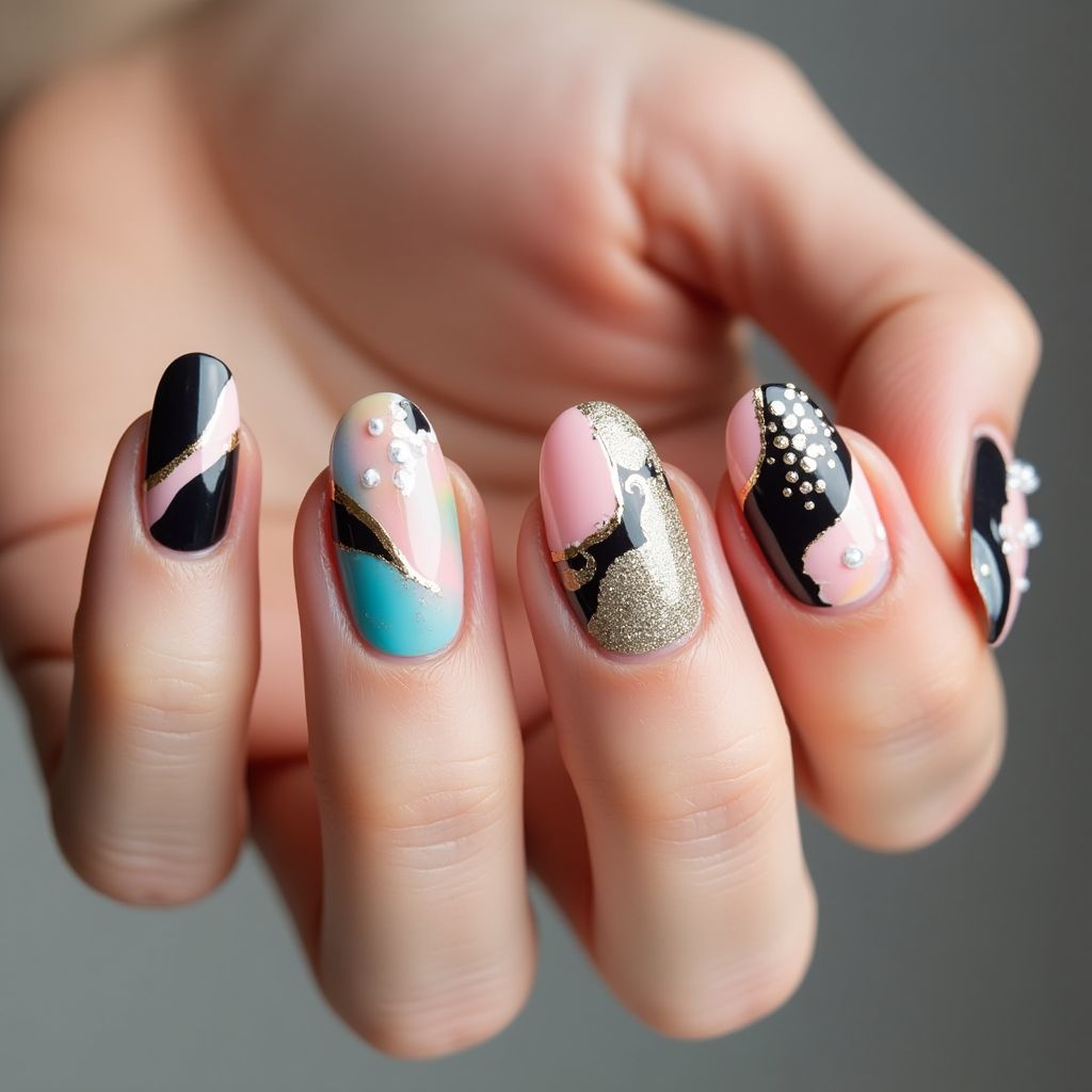 Skin Barriers Dotting Nail Design