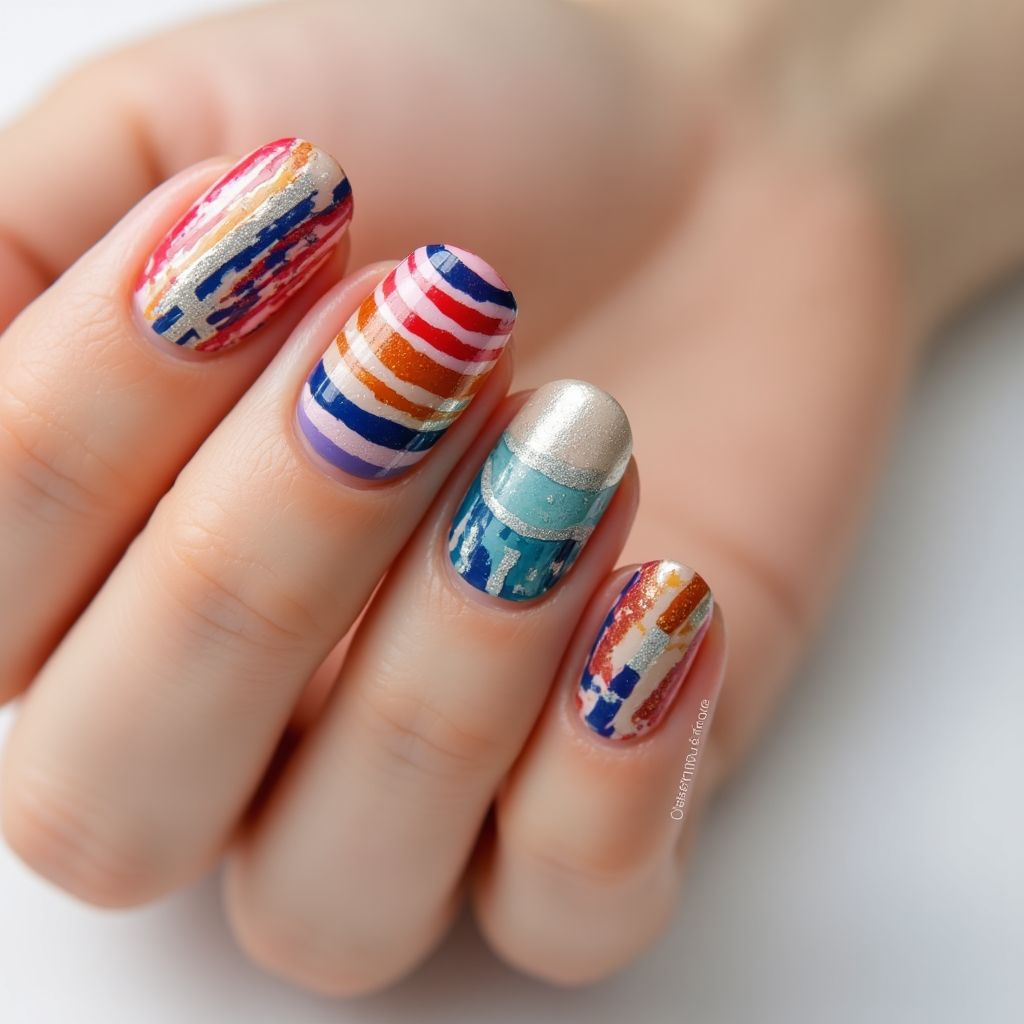 Wax Pencils Stripes And Lines Nail Design