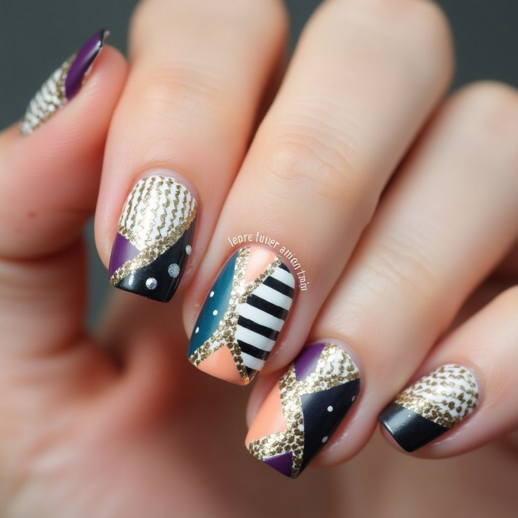 Striping Tape Dotting Nail Design
