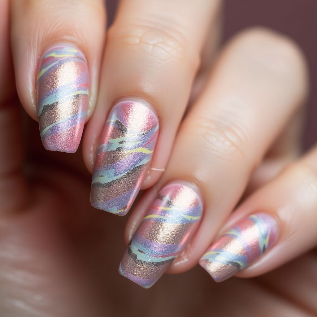 Nail Foil Stripes And Lines Nail Design