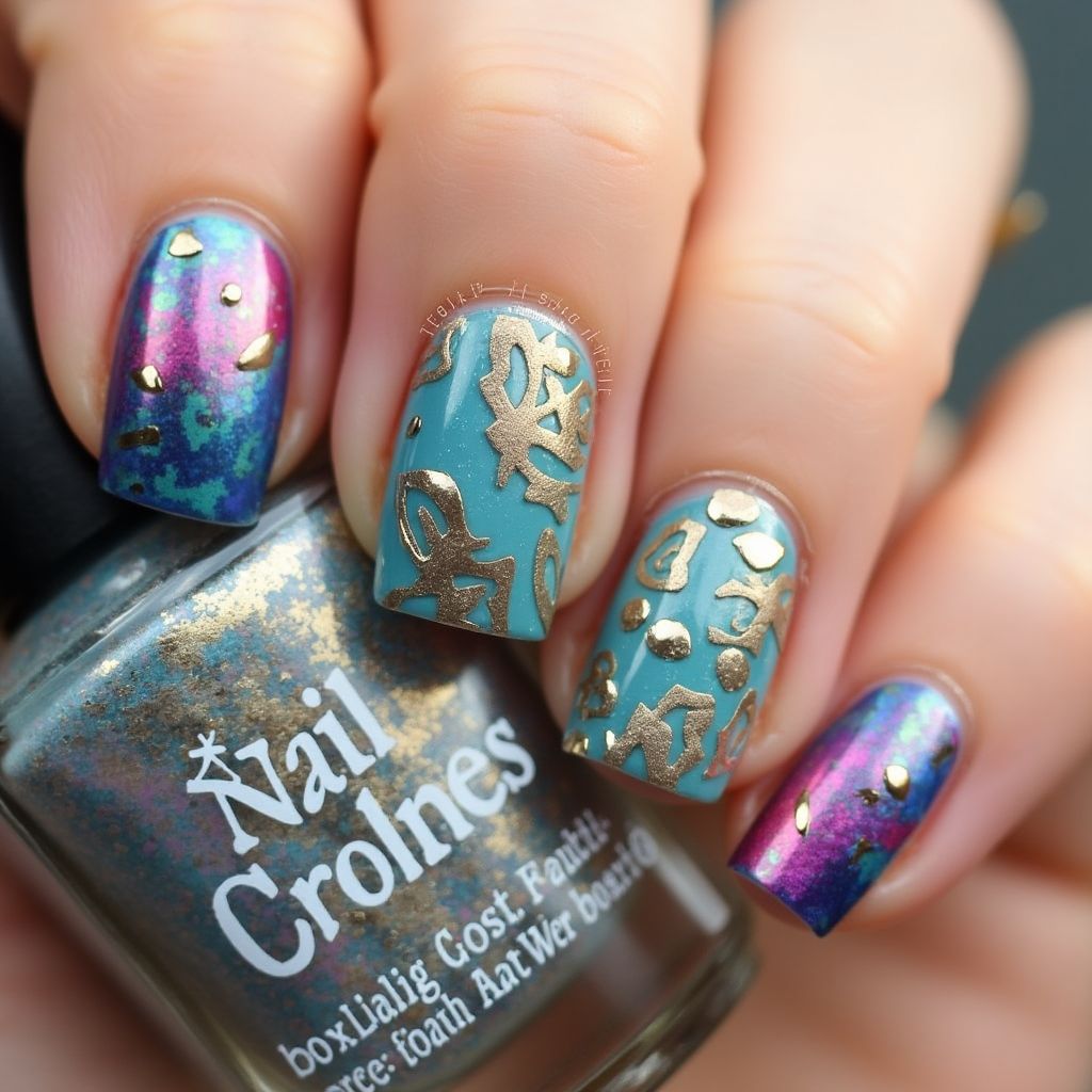 Top Coat Freehand Art Nail Design