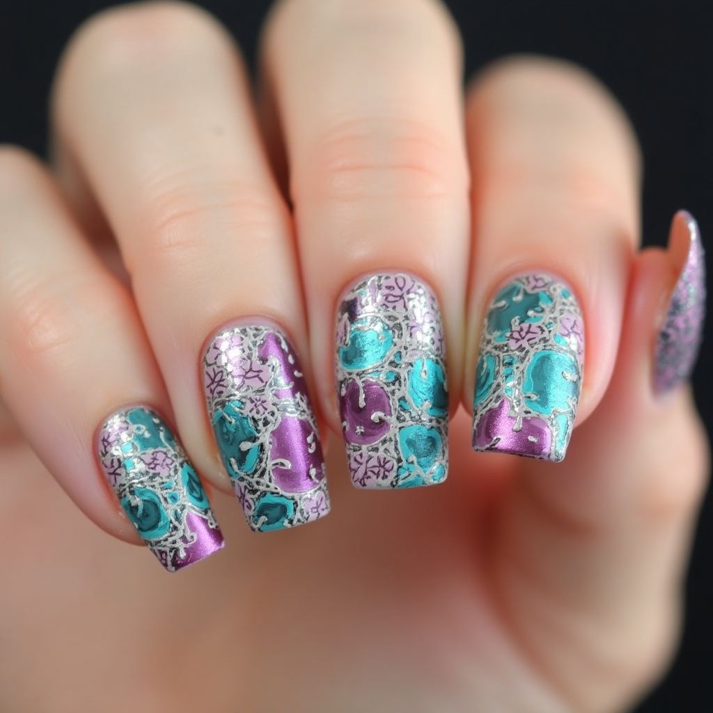 Poly Gel Freehand Art Nail Design