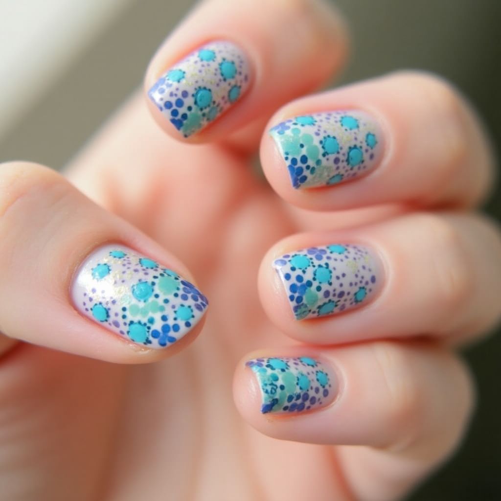 Base Coat Dotting Nail Design