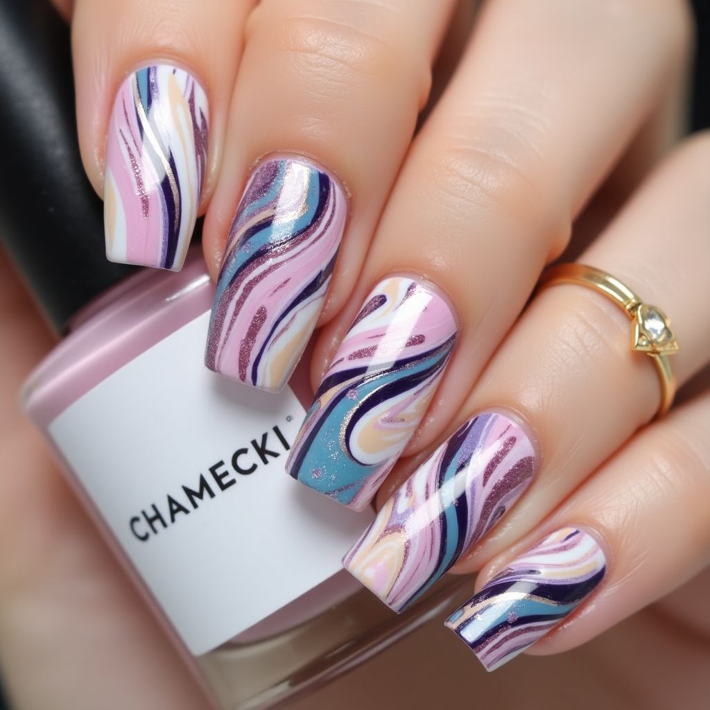 Nail Decals Water Marbling Nail Design