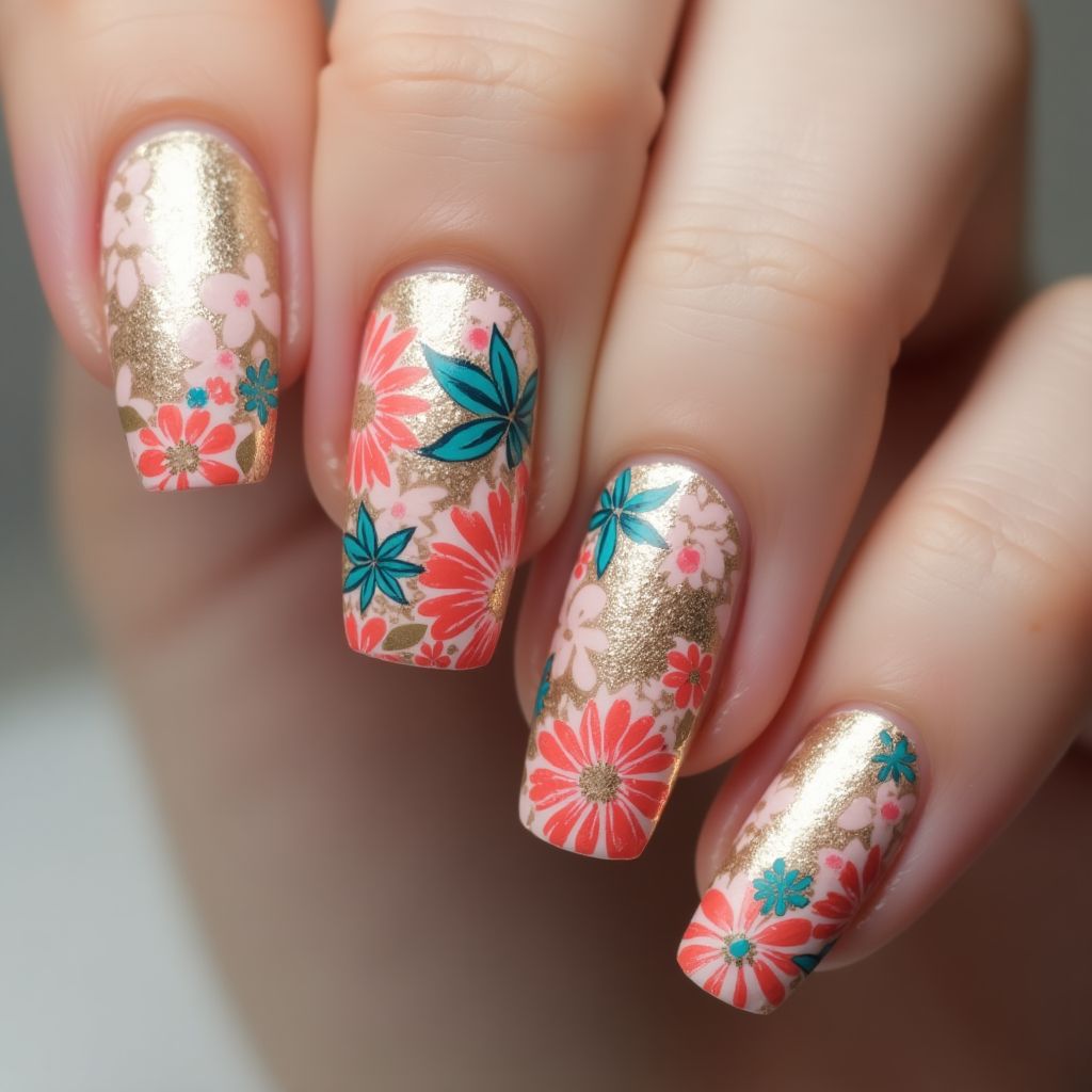 Base Coat Freehand Art Nail Design