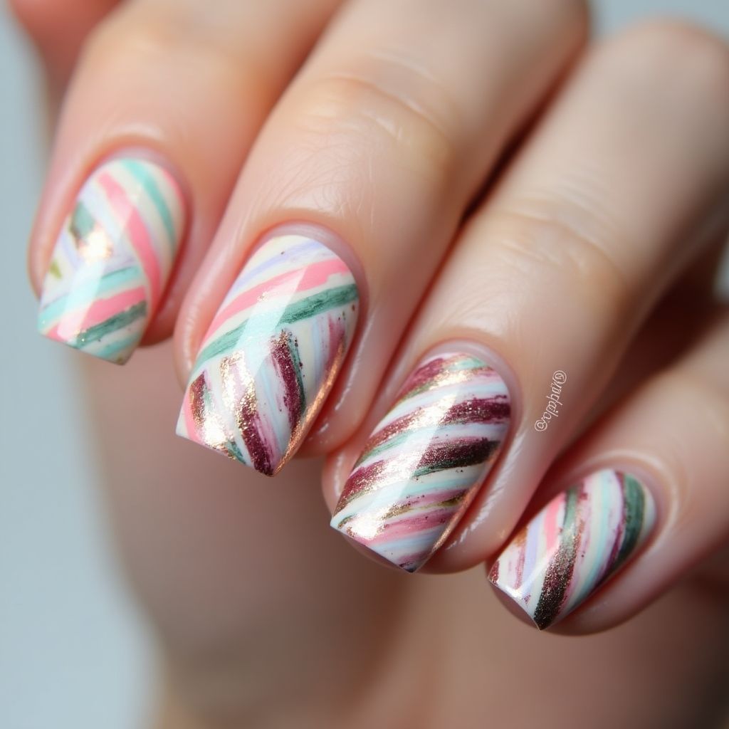 Poly Gel Stripes And Lines Nail Design