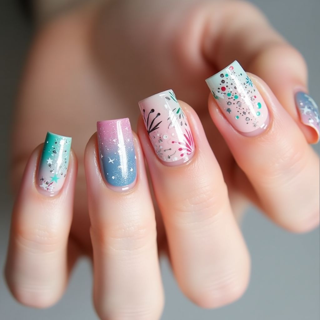 Poly Gel Dotting Nail Design