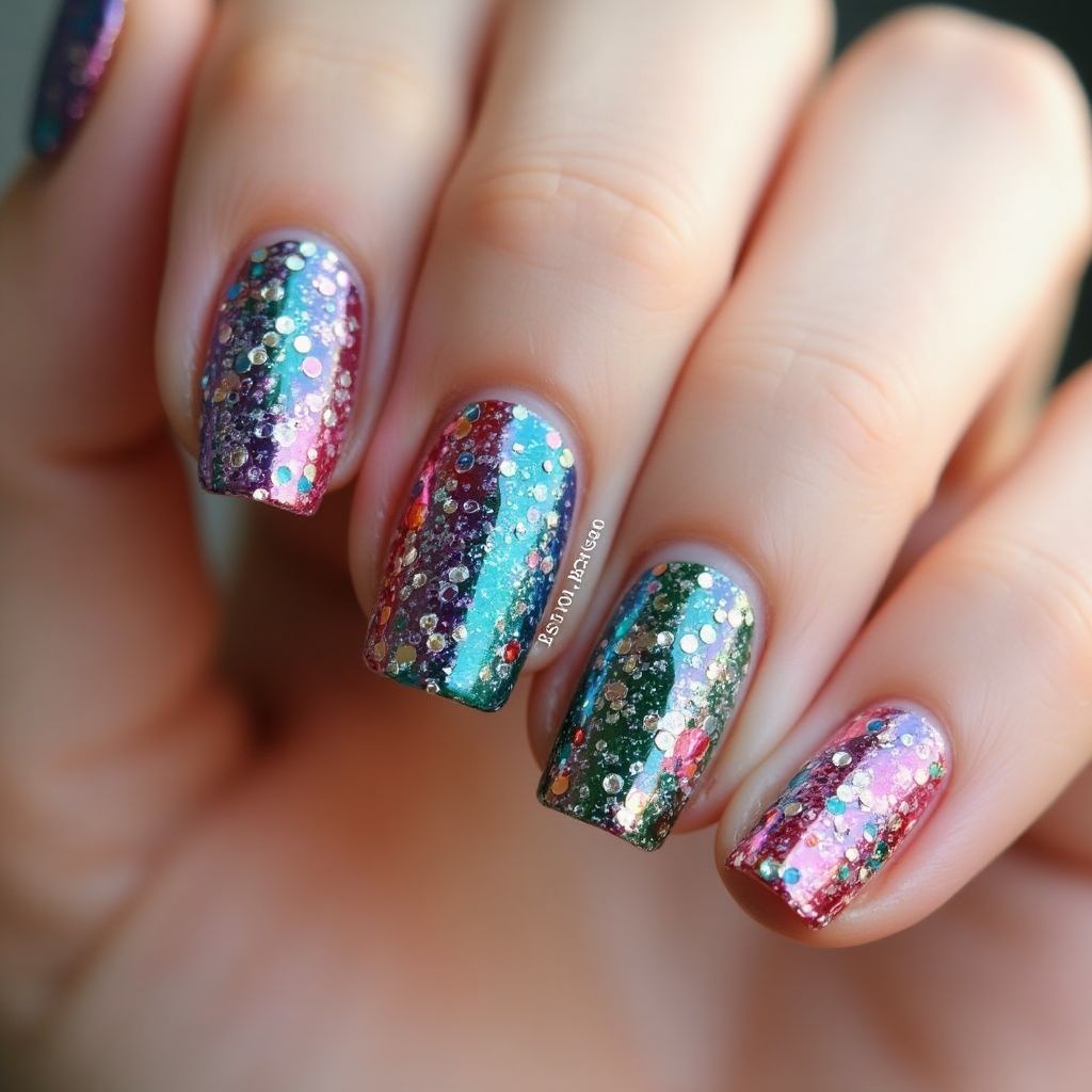 Sequins Dotting Nail Design