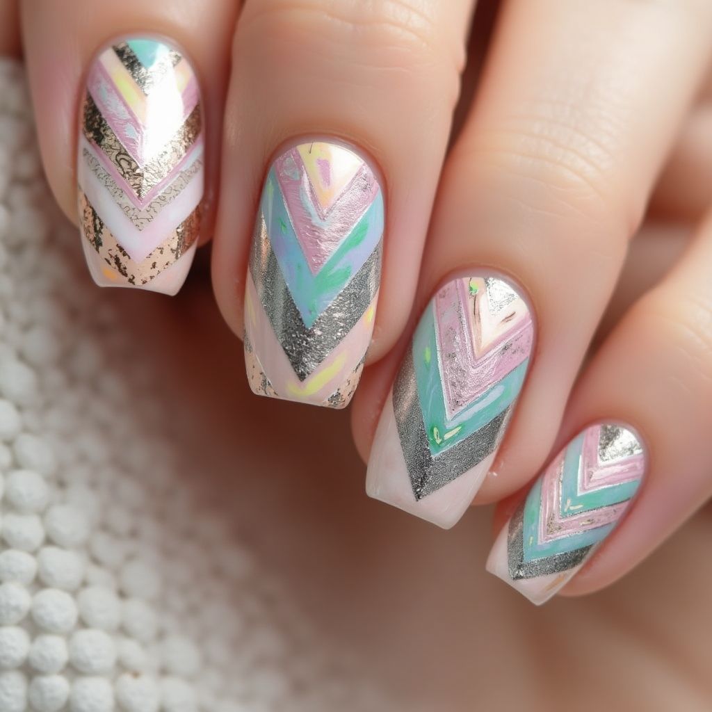Nail Foil Stripes And Lines Nail Design