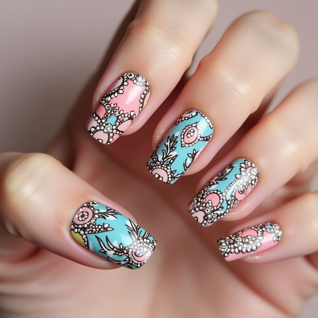 Caviar Beads Dotting Nail Design