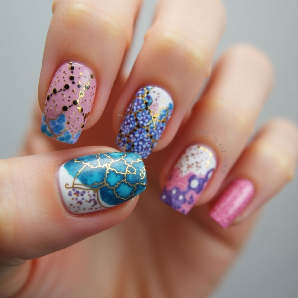 Wax Pencils Dotting Nail Design