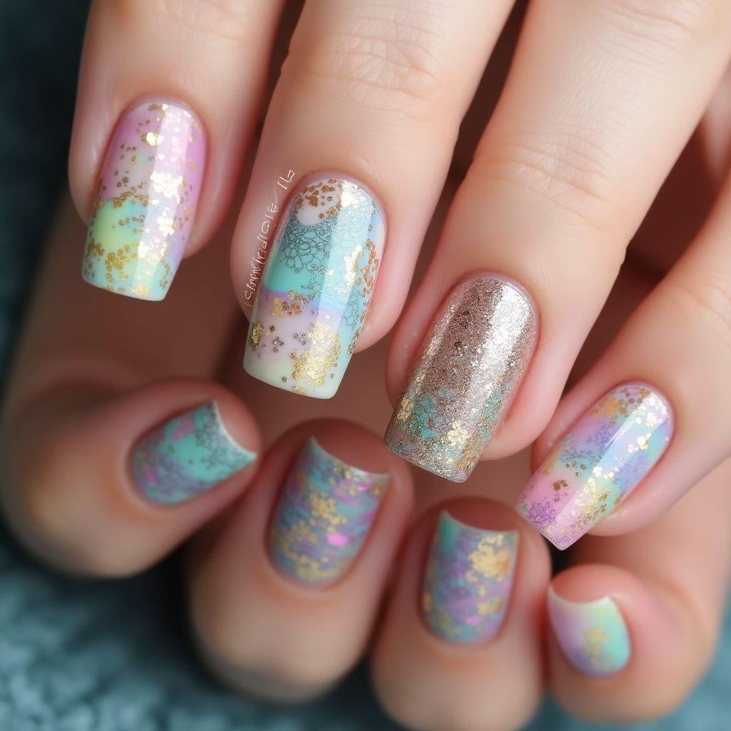 Color Changing Polish Freehand Art Nail Design
