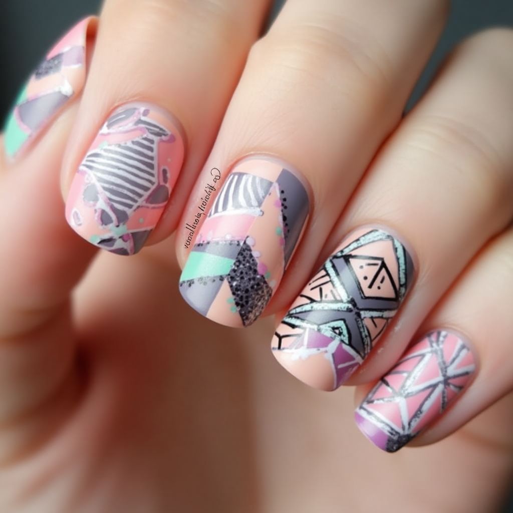 Acrylic Powder Stripes And Lines Nail Design