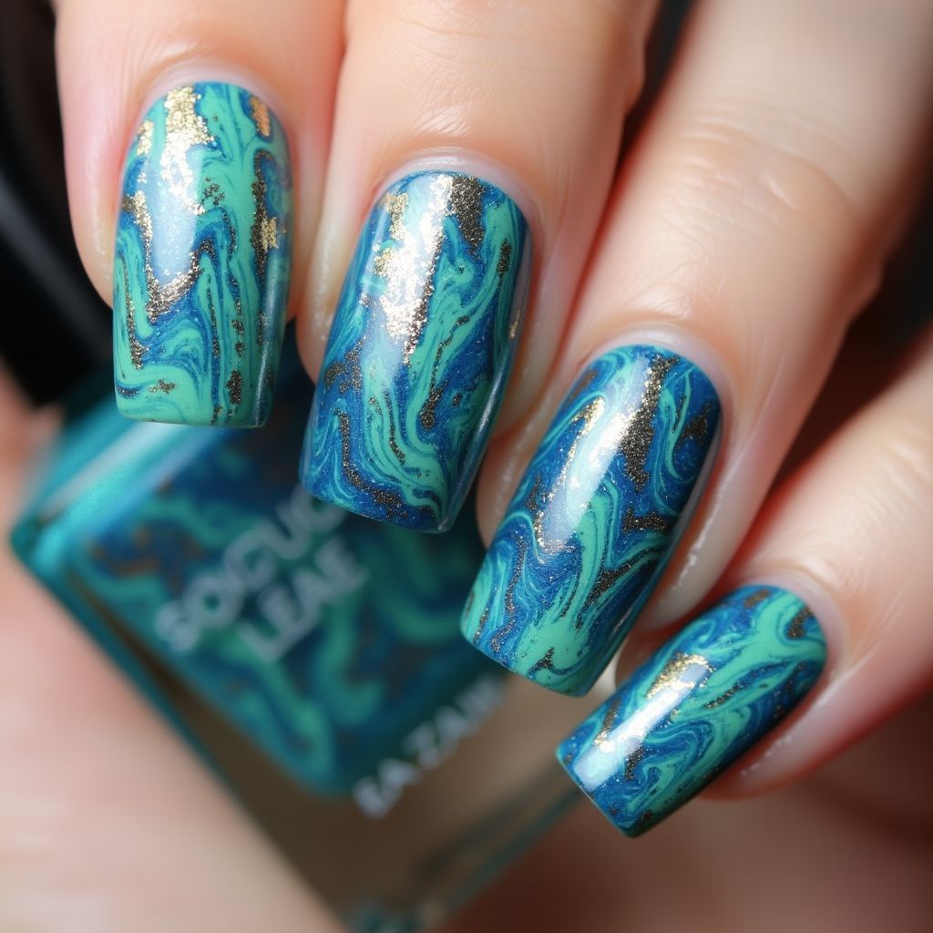 Color Changing Polish Water Marbling Nail Design