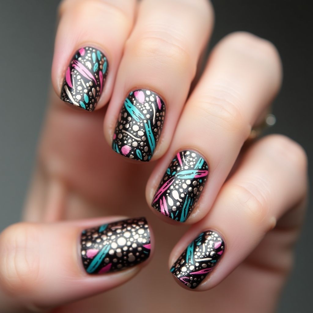 Striping Tape Dotting Nail Design