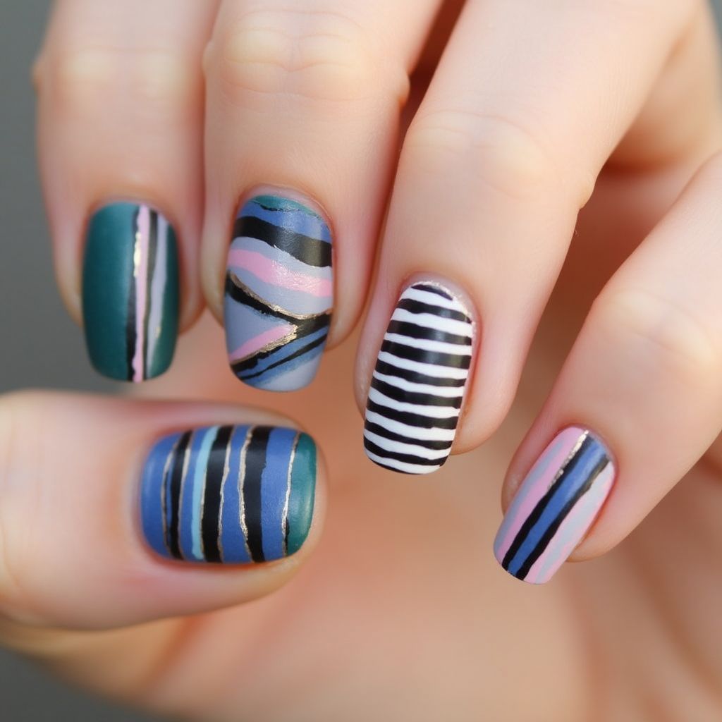 Wax Pencils Stripes And Lines Nail Design
