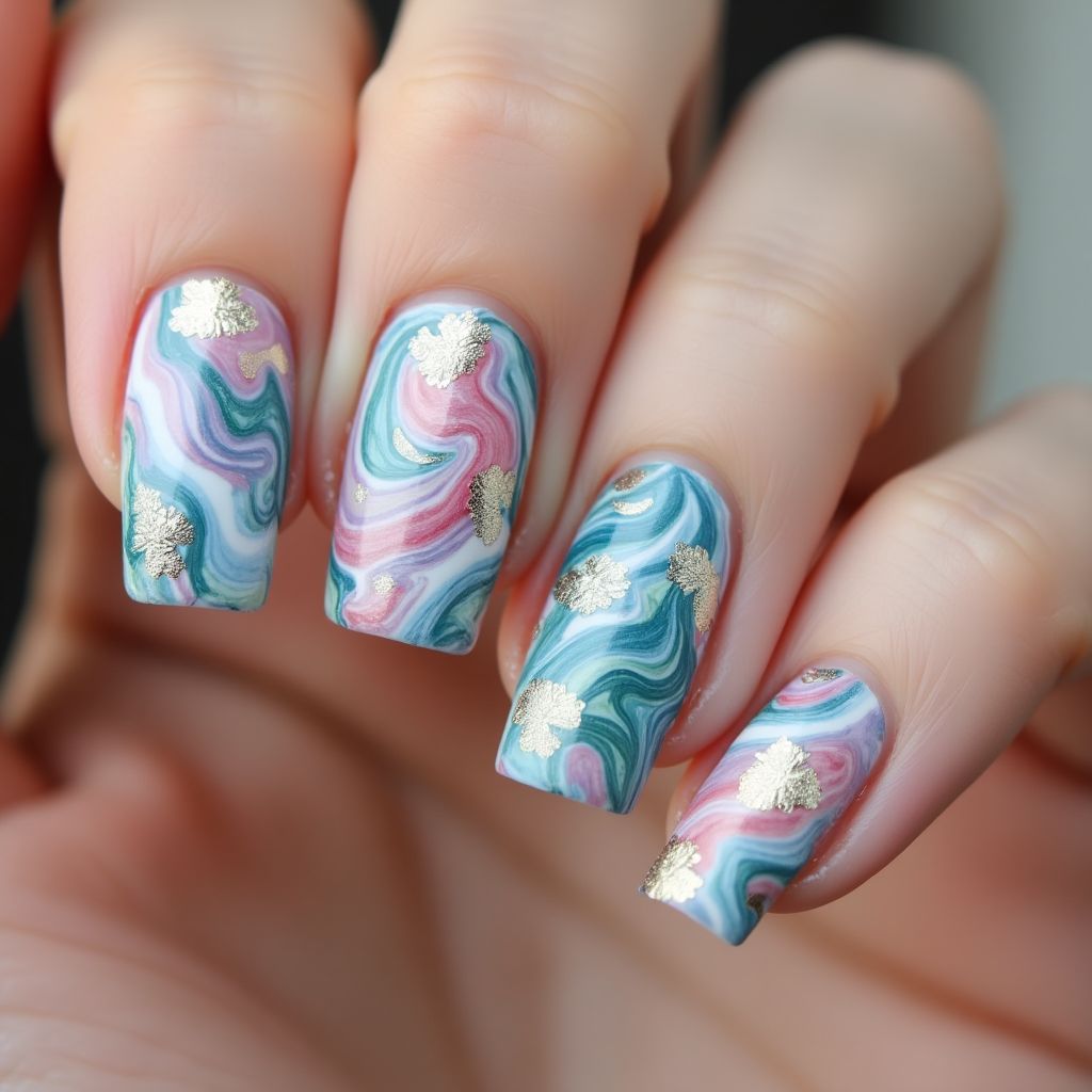 Nail Decals Water Marbling Nail Design