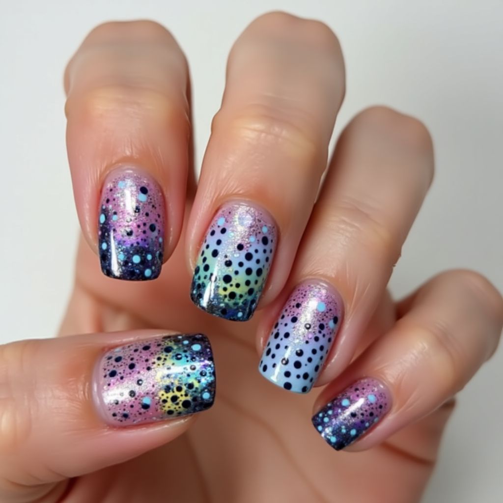 Top Coat Dotting Nail Design