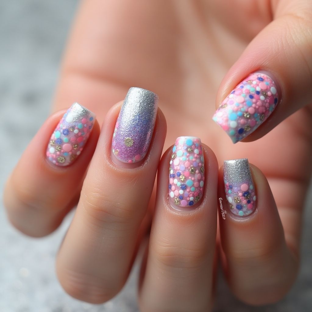 Specialty Powders Dotting Nail Design